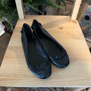 Balenciaga Arena Studded Black Textured Flats